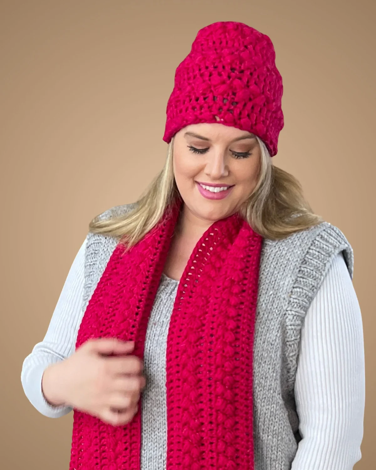 Pretty Puff Crochet Scarf and Beanie - Crochet Pattern | PT 8717 - Image 4